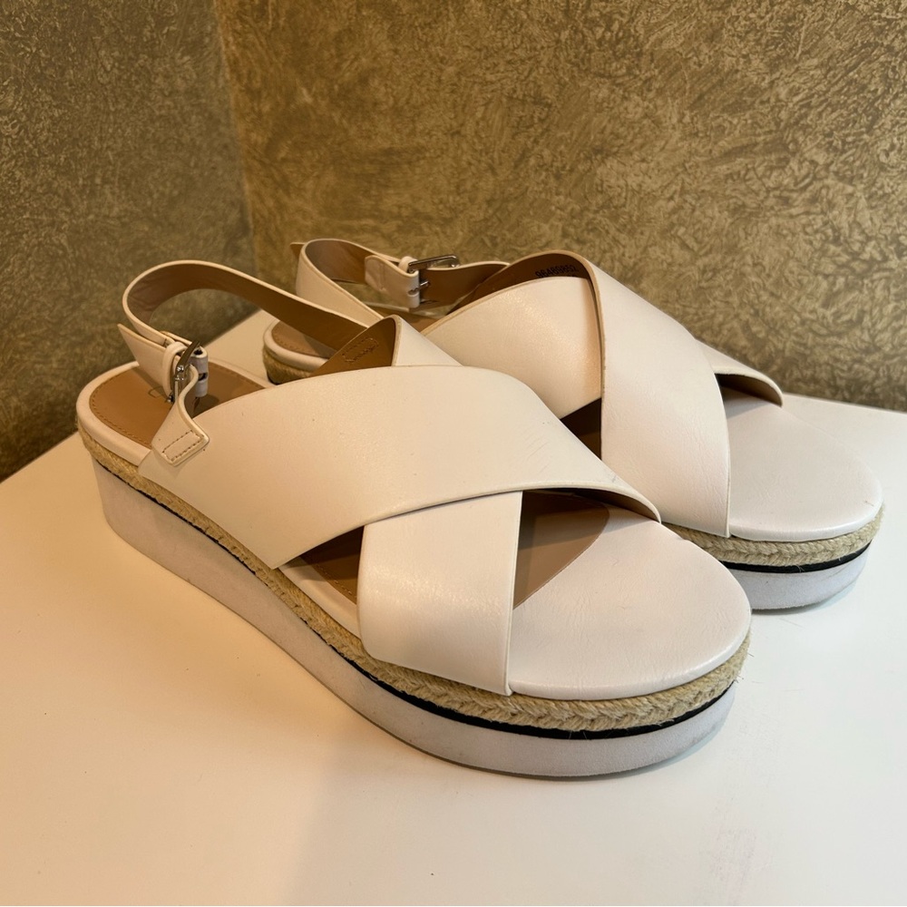 Chic Cream Cross-Strap Platform Sandals